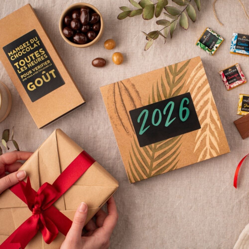 coffret chocolats à personnaliser étiquette valrhona Hover