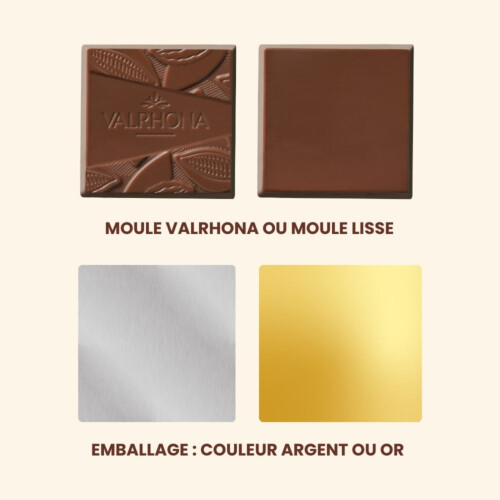 Carré chocolat au lait Jivara 40% personnalisable avec dorure Hover