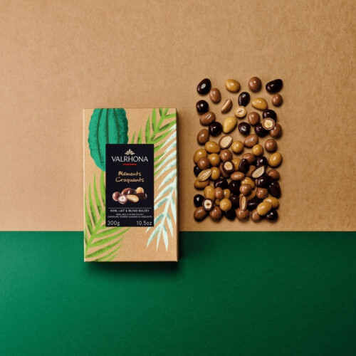 amandes et noisettes enrobées chocolat noir, lait et blond valrhona Hover