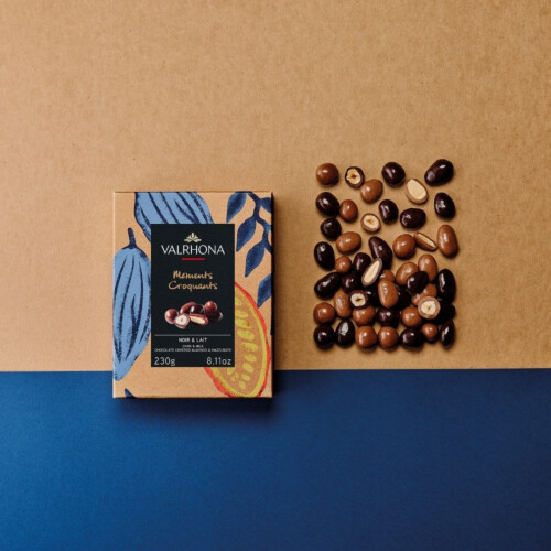 Coffret amandes et noisettes enrob&eacute;es de chocolat noir et lait Hover